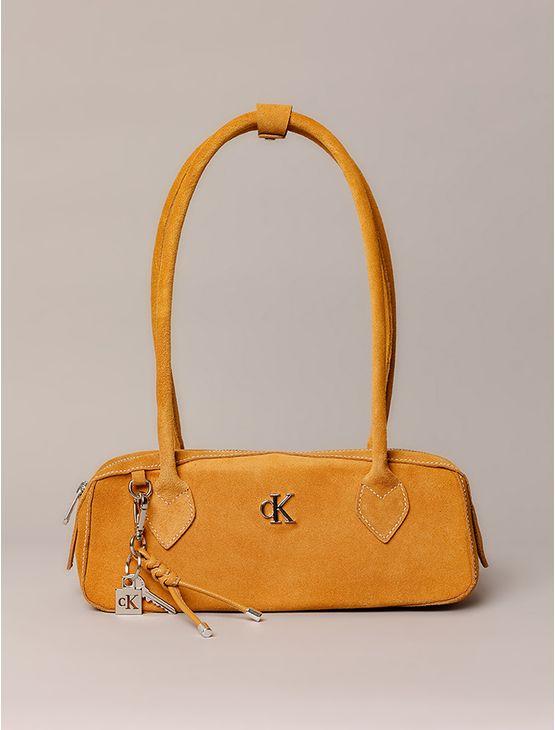 Bolsa Baguete Calvin Klein Jeans Feminino Camurça - Mostarda Bolsa Baguete Calvin Klein Jeans Feminino Camurça Mostarda u