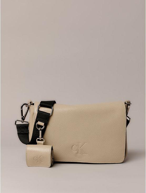 Bolsa Média Calvin Klein Jeans Feminino Chaveiro - Caqui Claro Bolsa Média Calvin Klein Jeans Feminino Chaveiro Caqui Claro u