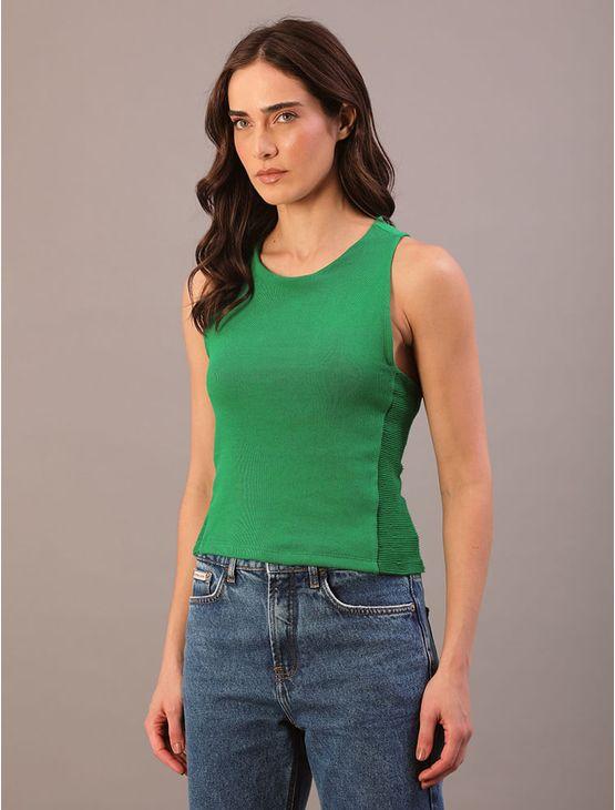 Blusa Feminina Cropped Texturizada Calvin Klein Jeans - Verde Médio Blusa Feminina Cropped Texturizada Calvin Klein Jeans Verde Médio Pp