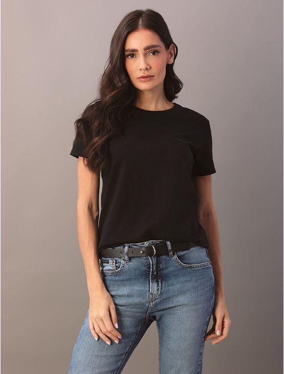 Camiseta Feminina Slim Estampa Mini Calvin Klein Jeans - Preto Camiseta Feminina Slim Estampa Mini Calvin Klein Jeans Preto p