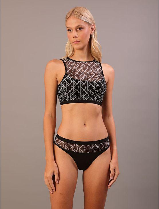Top Modal e Tule Estampado - Preto Top Modal e Tule Estampado Preto m