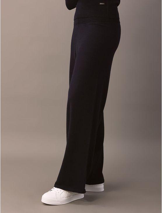 Calça de Tricot Calvin Klein Feminino Com Abertura na Barra - Marinho Calça de Tricot Calvin Klein Feminino Com Abertura na Barra Marinho m