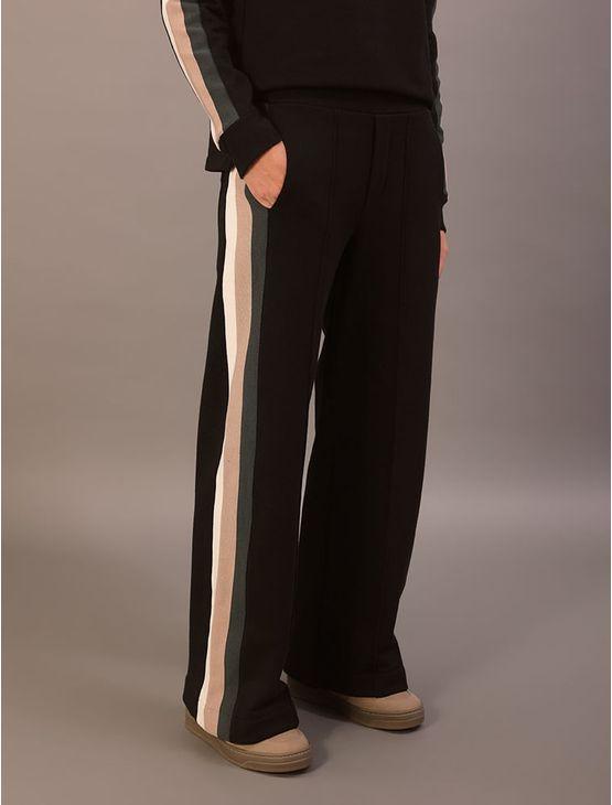 Calça Wideleg Calvin Klein Feminino de Moletom Com Retilínea c - Preto Calça Wideleg Calvin Klein Feminino de Moletom Com Retilínea c Preto p