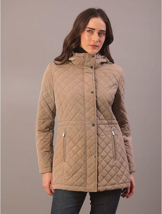 Jaqueta Calvin Klein Feminina Alongada Matelassê Com Capuz - Caqui Medio Jaqueta Calvin Klein Feminina Alongada Matelassê Com Capuz Caqui Medio p