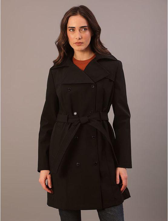 Trench Coat Calvin Klein Feminina Com Cinto e Capuz - Preto Trench Coat Calvin Klein Feminina Com Cinto e Capuz Preto Gg