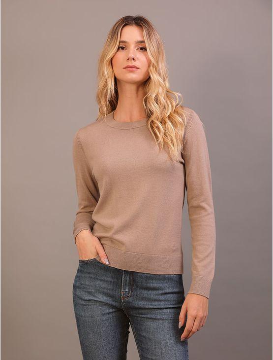 Suéter Tricot Feminino Com Cashmere - Caqui Medio Suéter Tricot Feminino Com Cashmere Caqui Medio g