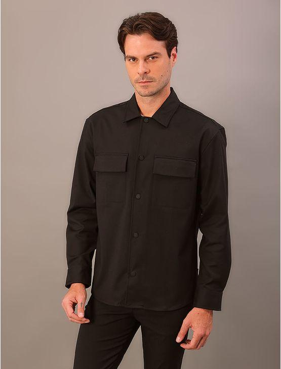Camisa Ck Overshirt Fechamento Botões - Preto Camisa Ck Overshirt Fechamento Botões Preto p