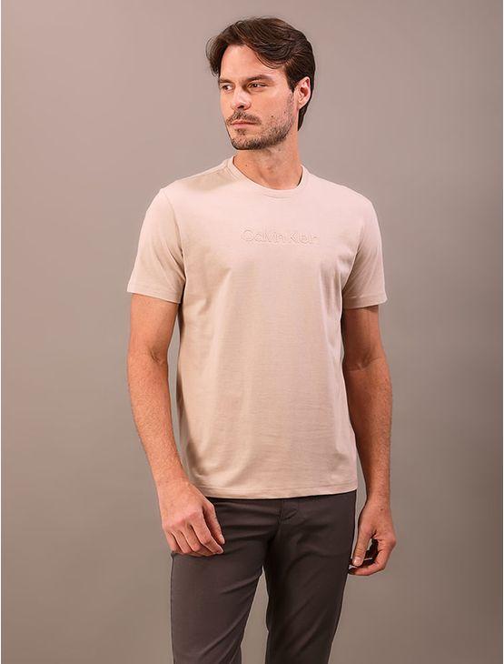 Camiseta Manga Curta Calvin Klein Masculino Embossed+bordado - Caqui Claro Camiseta Manga Curta Calvin Klein Masculino Embossed+bordado Caqui Claro Pp