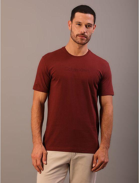 Camiseta Manga Curta Calvin Klein Masculino Embossed+bordado - Bordo Camiseta Manga Curta Calvin Klein Masculino Embossed+bordado Bordo m