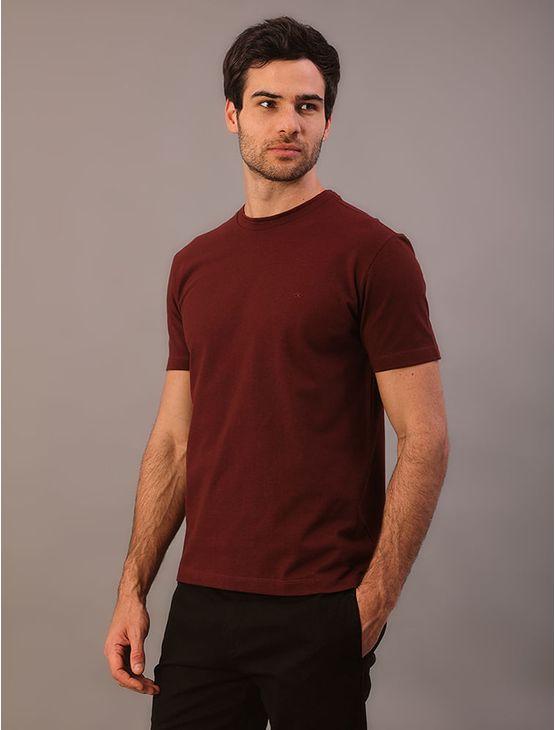 Camiseta Manga Curta Calvin Klein Masculino Gola Dupla - Bordo Camiseta Manga Curta Calvin Klein Masculino Gola Dupla Bordo m