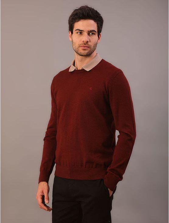 Suéter Calvin Klein Manga Longa Extrafino Merino Blend - Bordo Suéter Calvin Klein Manga Longa Extrafino Merino Blend Bordo g