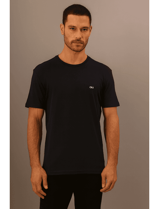Camiseta Masculina Logo Bordado - Marinho Camiseta Masculina Logo Bordado Marinho p