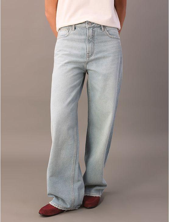 Calça Jeans Feminina Baggy 5 Pockets - Azul Claro Calça Jeans Feminina Baggy 5 Pockets Azul Claro 40