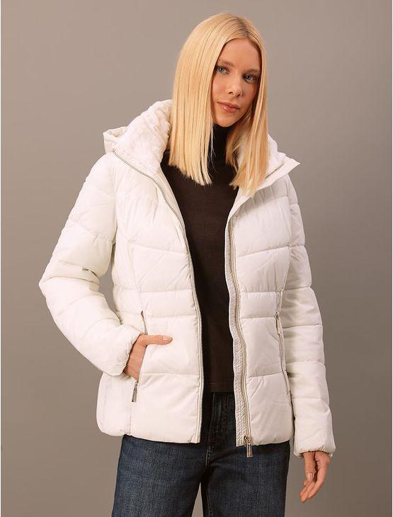 Jaqueta Calvin Klein Jeans Feminino Gola e Capuz Removivel - Off White Jaqueta Calvin Klein Jeans Feminino Gola e Capuz Removivel Off White g