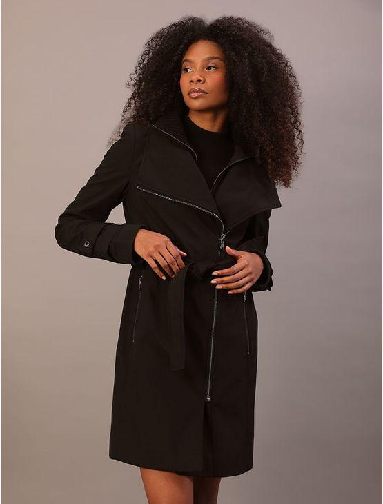 Trench Coat Calvin Klein Jeans Feminino Com Zíper e Cinto - Preto Trench Coat Calvin Klein Jeans Feminino Com Zíper e Cinto Preto Gg