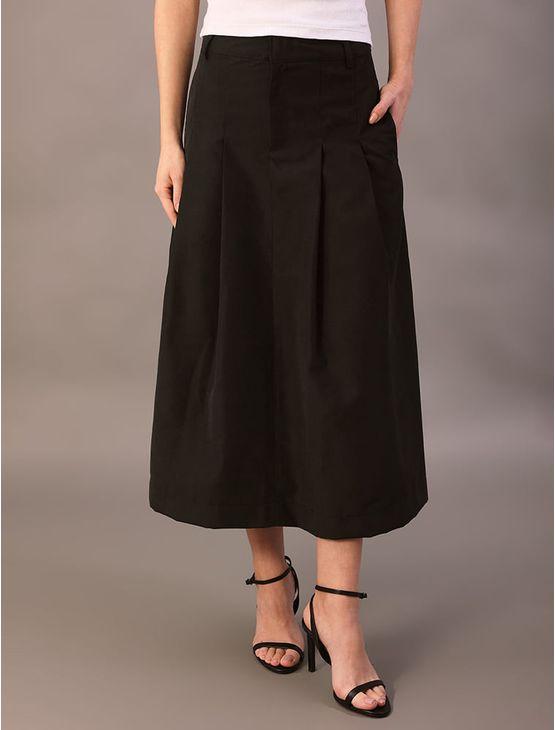 Saia Midi Calvin Klein Jeans Feminino Evasê Com Pregas - Preto Saia Midi Calvin Klein Jeans Feminino Evasê Com Pregas Preto 38