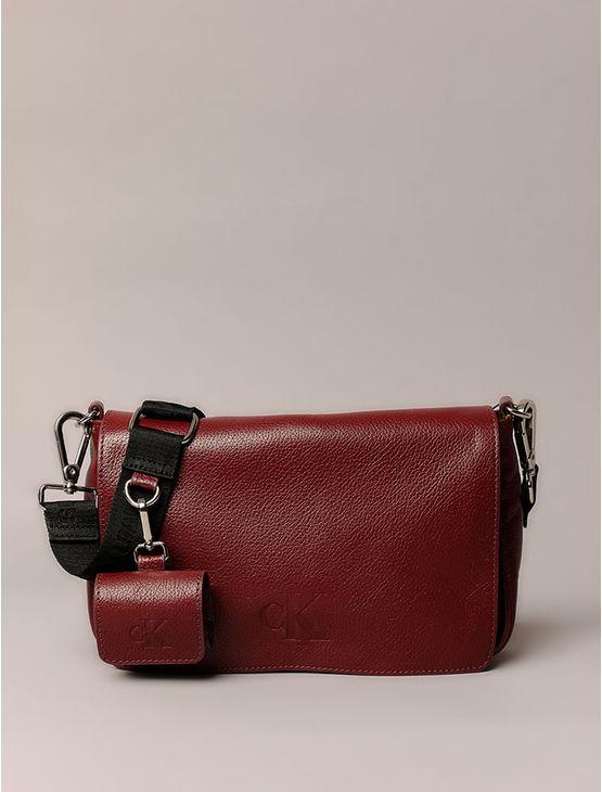 Bolsa Média Calvin Klein Jeans Feminino Chaveiro - Bordo Bolsa Média Calvin Klein Jeans Feminino Chaveiro Bordo u