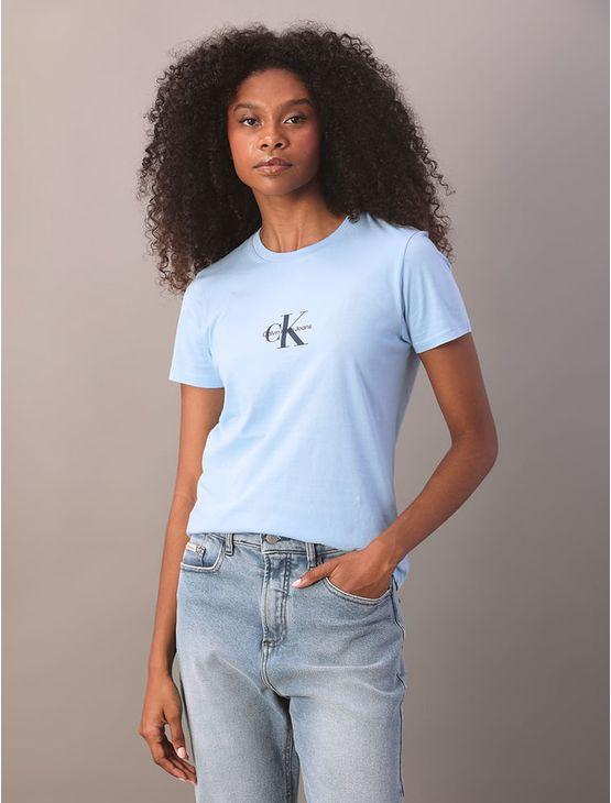 Camiseta Calvin Klein Jeans Feminino Reissue Centralizado - Azul Claro Camiseta Calvin Klein Jeans Feminino Reissue Centralizado Azul Claro p