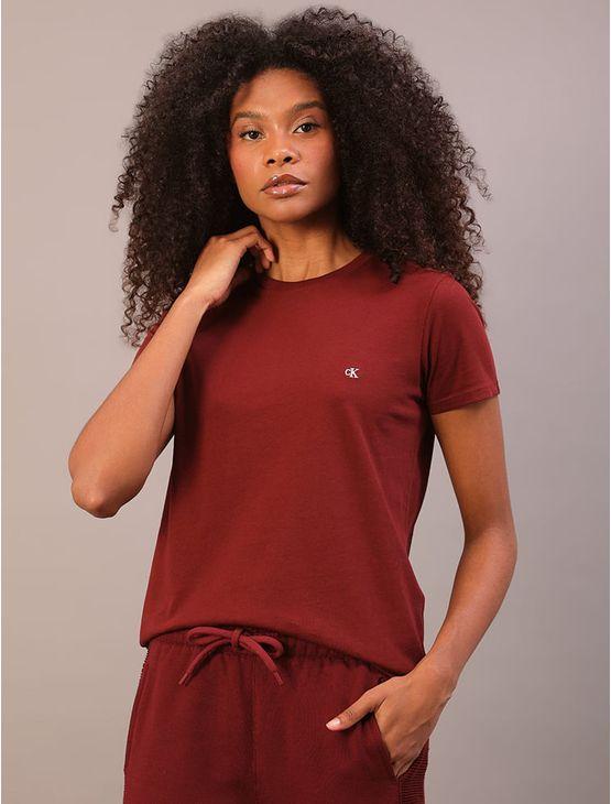Camiseta Manga Curta Feminina Logo Calvin Klein Bordado - Bordo Camiseta Manga Curta Feminina Logo Calvin Klein Bordado Bordo m