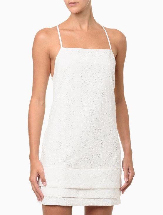 Vestido Feminino Curto Laise Calvin Klein Jeans - Branco Vestido Feminino Curto Laise Calvin Klein Jeans Branco 44