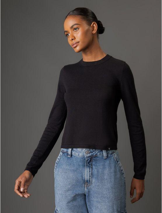 Blusa Feminina Tricot Justa Calvin Klein Jeans - Preto Blusa Feminina Tricot Justa Calvin Klein Jeans Preto m