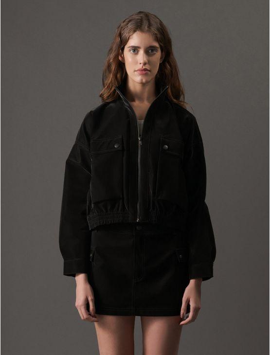 Casaco Feminino de Leather Sarjado Calvin Klein Jeans - Preto Casaco Feminino de Leather Sarjado Calvin Klein Jeans Preto 38