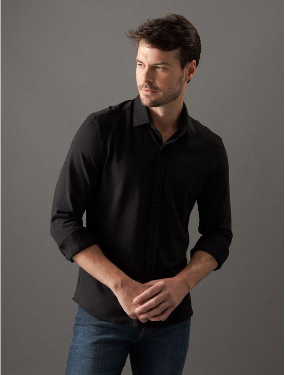 Camisa Masculina Slim Piquet Calvin Klein - Preto Camisa Masculina Slim Piquet Calvin Klein Preto 4