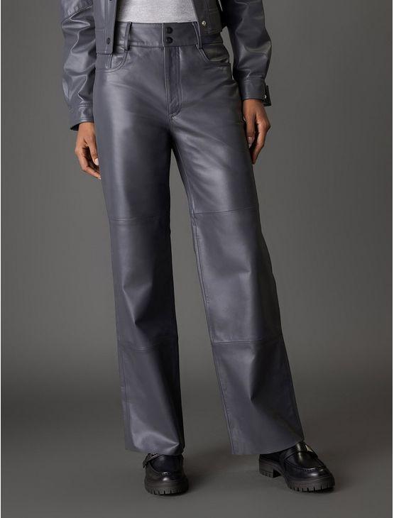 Calça Feminina Reta de Couro Calvin Klein Jeans - Chumbo Calça Feminina Reta de Couro Calvin Klein Jeans Chumbo 38