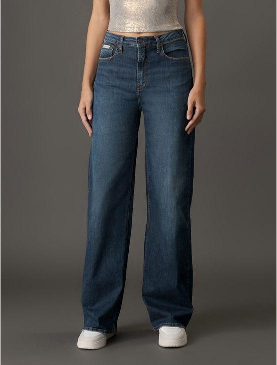 Calça Jeans Feminina Wide Leg Stretch Calvin Klein Jeans - Marinho Calça Jeans Feminina Wide Leg Stretch Calvin Klein Jeans Marinho 42