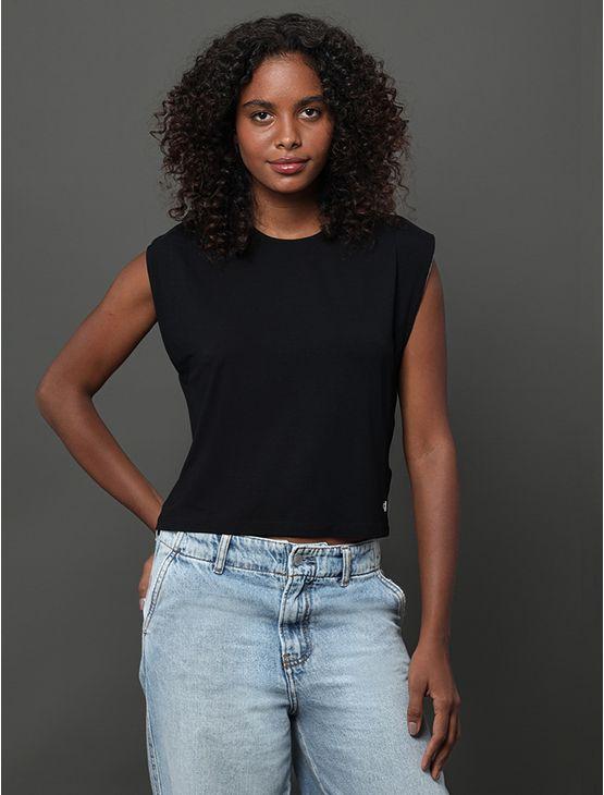 Blusa Feminina Manga em Contraste Calvin Klein Jeans - Preto Blusa Feminina Manga em Contraste Calvin Klein Jeans Preto Gg
