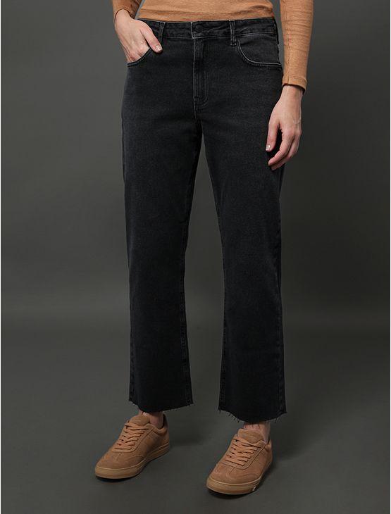 Calça Jeans Cropped Straight Barras a Fi - Preto Calça Jeans Cropped Straight Barras a Fi Preto 38