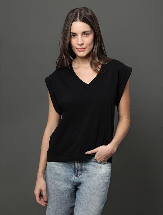 Blusa Feminina Malha Rugby Calvin Klein Jeans - Preto Blusa Feminina Malha Rugby Calvin Klein Jeans Preto p