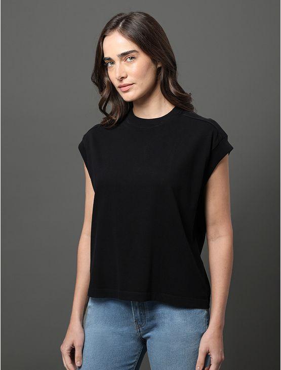 Blusa Feminina Malha Rugby Calvin Klein Jeans - Preto Blusa Feminina Malha Rugby Calvin Klein Jeans Preto m