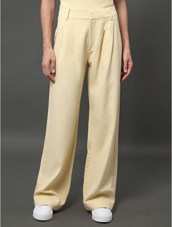 Calça Feminina Pantalona Linho Misto Calvin Klein - Amarelo Manteiga Calça Feminina Pantalona Linho Misto Calvin Klein Amarelo Manteiga 38
