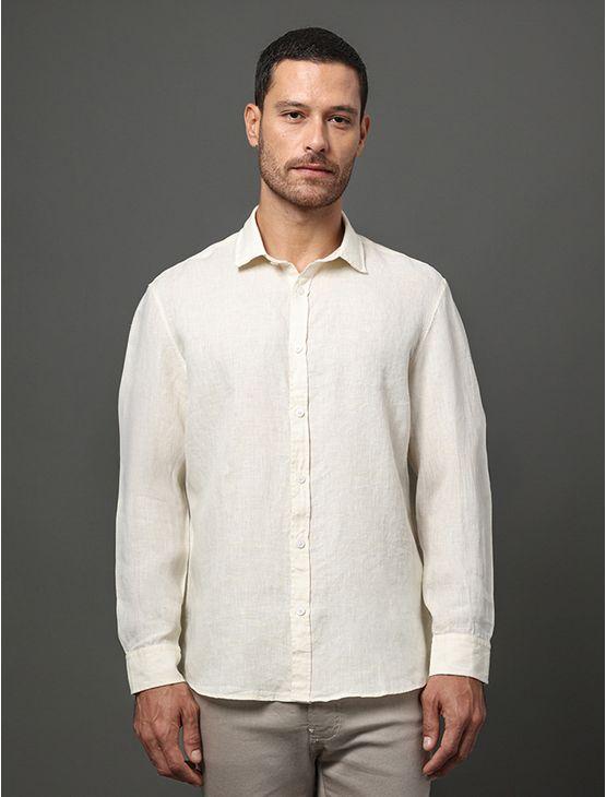Camisa Masculina Cannes Linen Calvin Klein - Amarelo Manteiga Camisa Masculina Cannes Linen Calvin Klein Amarelo Manteiga 3