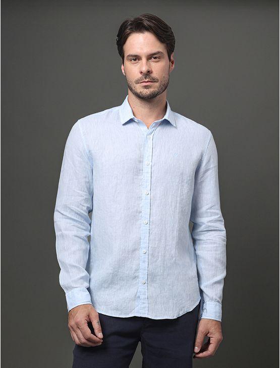 Camisa Masculina Cannes Linen Calvin Klein - Azul Claro Camisa Masculina Cannes Linen Calvin Klein Azul Claro 6