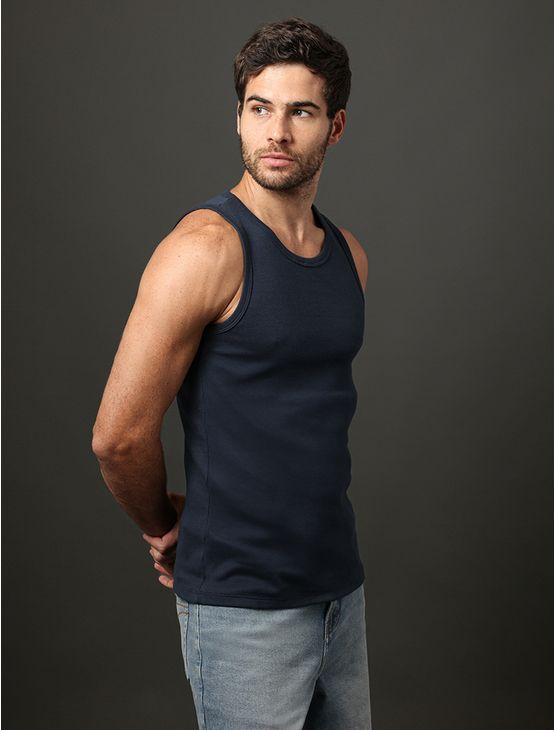 Regata Masculina Ribana Monogram Calvin Klein Jeans - Marinho Regata Masculina Ribana Monogram Calvin Klein Jeans Marinho Pp