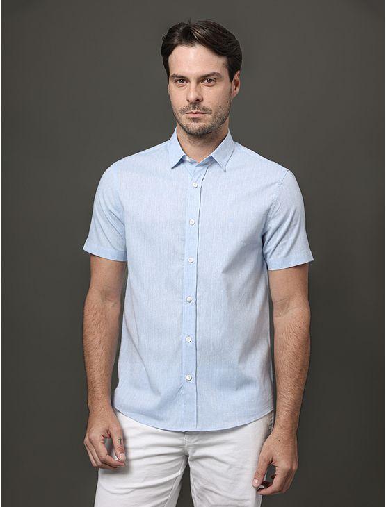 Camisa Masculina Linen Cotton Calvin Klein Jeans - Azul Claro Camisa Masculina Linen Cotton Calvin Klein Jeans Azul Claro Gg