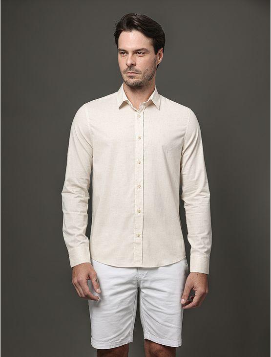 Camisa Masculina Cotton Linen Calvin Klein Jeans - Off White Camisa Masculina Cotton Linen Calvin Klein Jeans Off White p