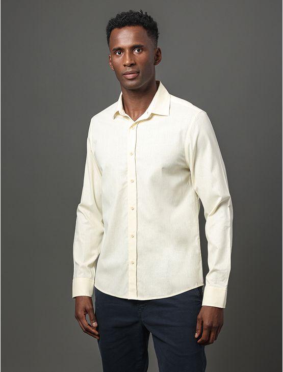 Camisa Masculina Cotton Linen Calvin Klein Jeans - Amarelo Manteiga Camisa Masculina Cotton Linen Calvin Klein Jeans Amarelo Manteiga g
