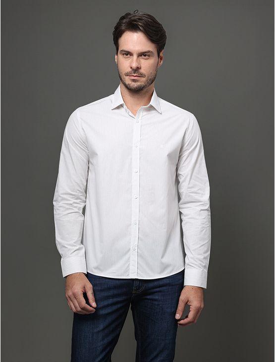 Camisa Masculina Slim Fio 60 Calvin Klein - Branco Camisa Masculina Slim Fio 60 Calvin Klein Branco 3