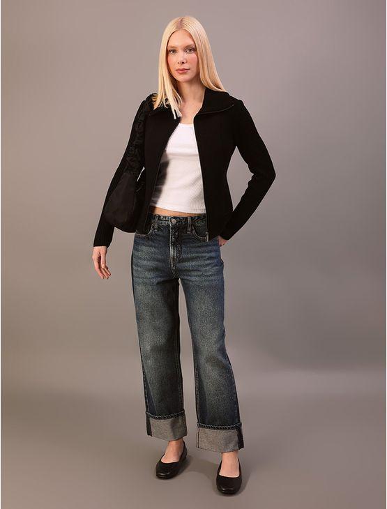 Casaco Calvin Klein Jeans Feminino Dublado Gola Alta - Preto Casaco Calvin Klein Jeans Feminino Dublado Gola Alta Preto g
