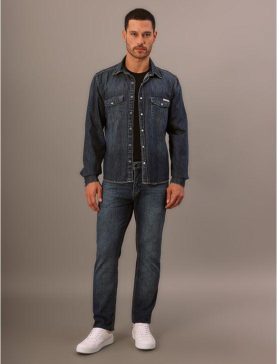 Camisa Jeans Calvin Klein Manga Longa - Azul Médio Camisa Jeans Calvin Klein Manga Longa Azul Médio m