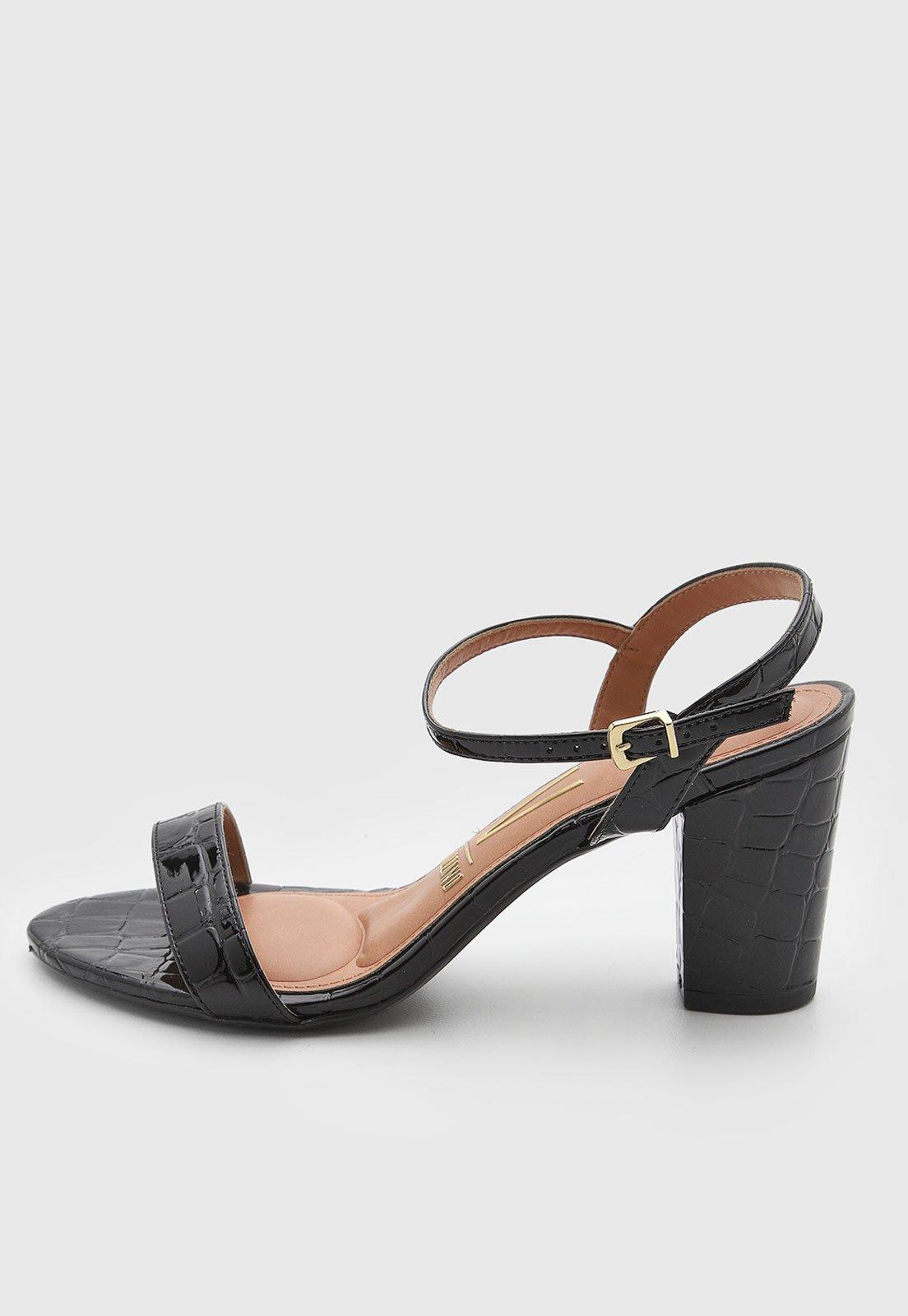 Sandália Feminina Vizzano Salto Alto Croco Preta