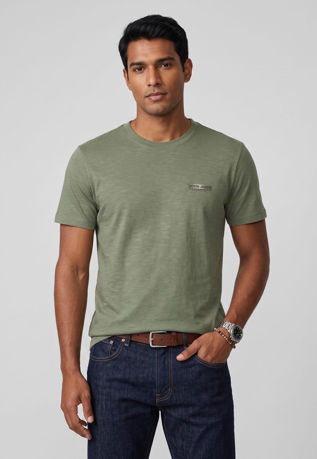 Camiseta Masculina John John Gola Redonda Verde