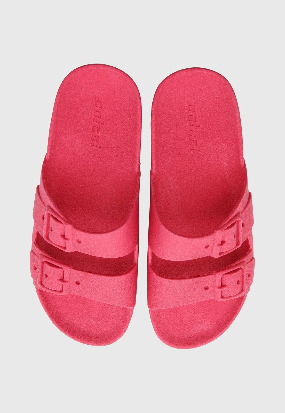 Chinelo Feminina Colcci Slide Fivelas Rosa