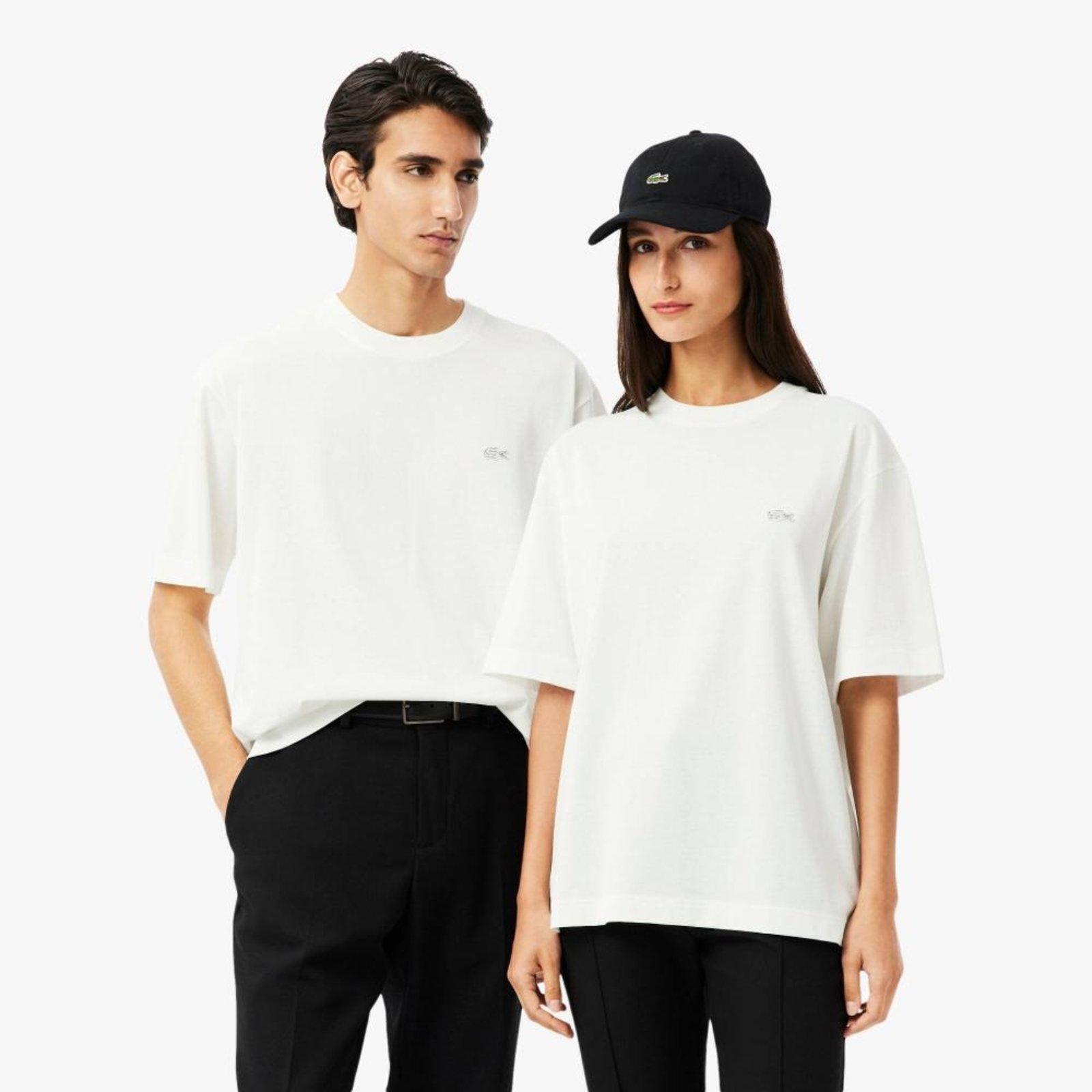Camiseta de Malha Pesada de Caimento Folgado Branco