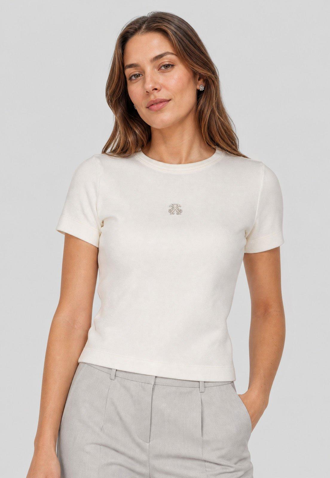 Camiseta Feminina John John Logo Off-White