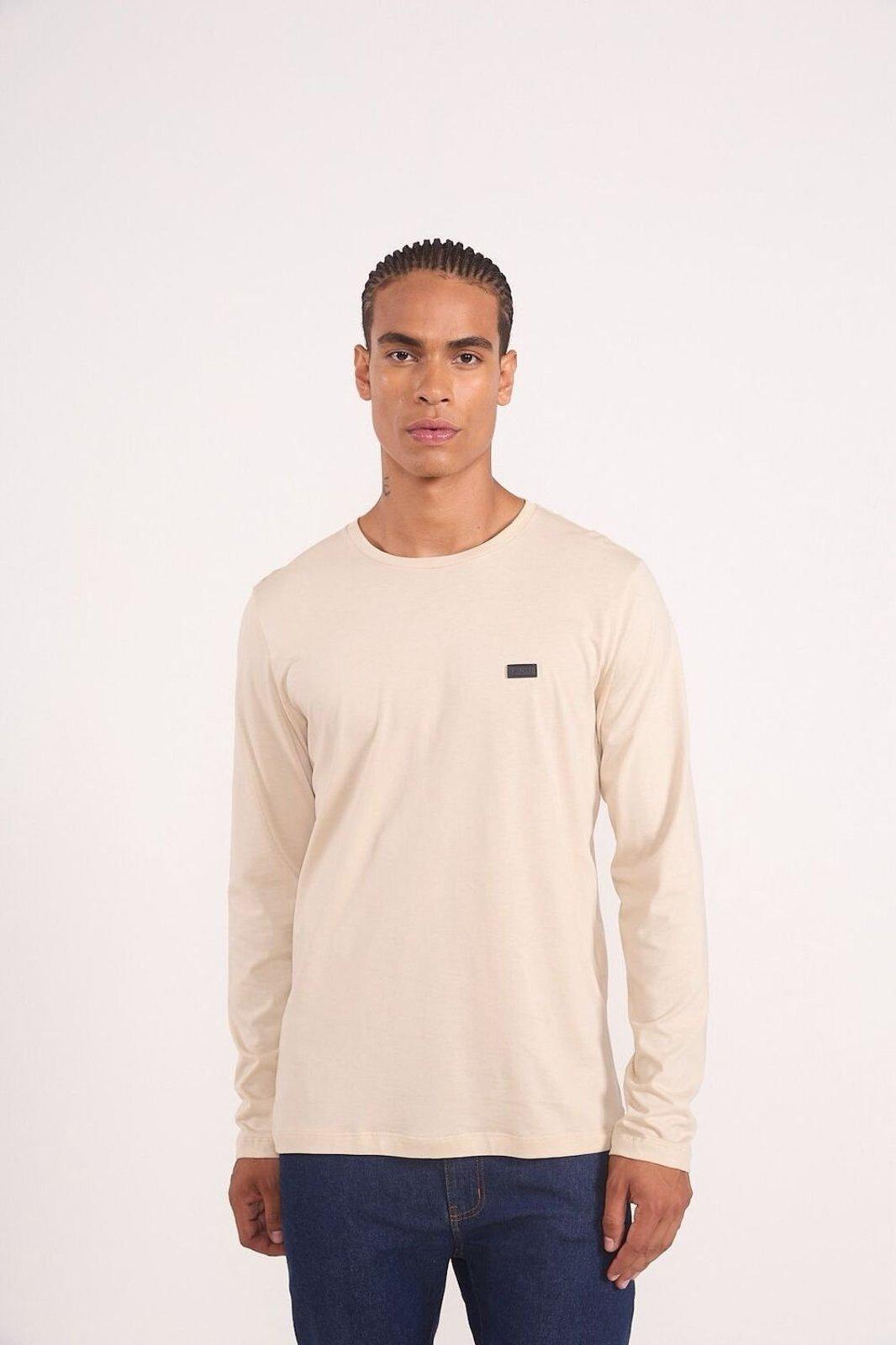 Camiseta Manga Longa Básica Colcci Bege Taupe