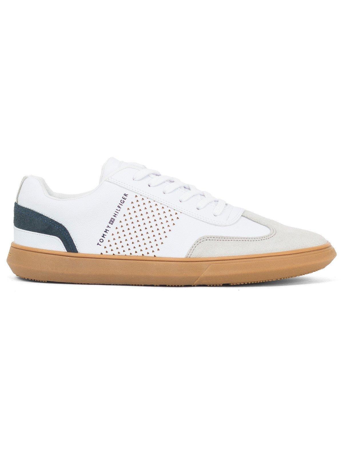Tênis Masculino Tommy Hilfiger Casual Daniel 23 Couro Confortável Branco Cinza Ancient White